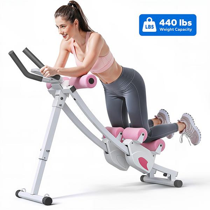 24FITNESS SummerVibes Dual Track Ab Trainer — 440LB Capacity | LCD Monitor, Foldable & Full Body Toning VIP